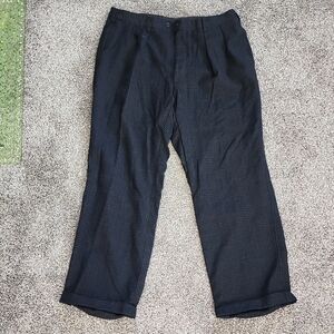 Men's 100% Wool Black Checkered Slacks With Pleats